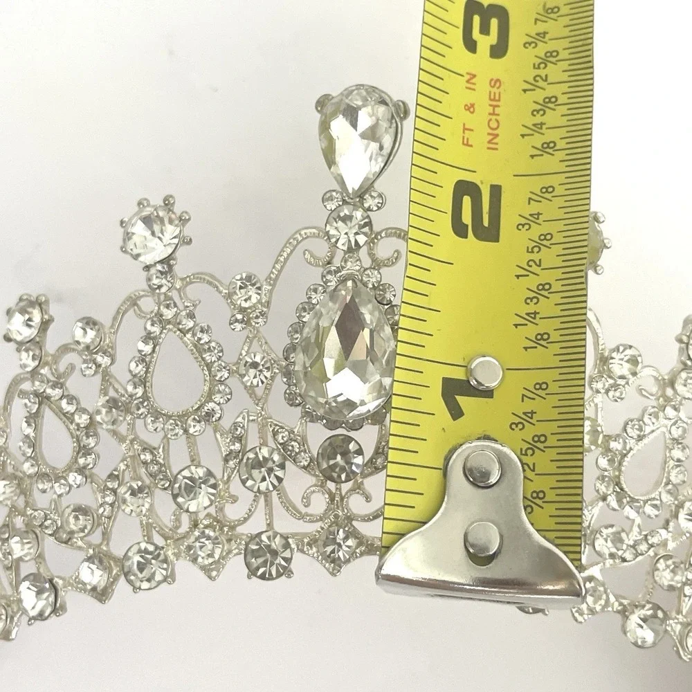 Wedding Tiara Quinceañera Crown Rhinestones Silver Princess Queens
